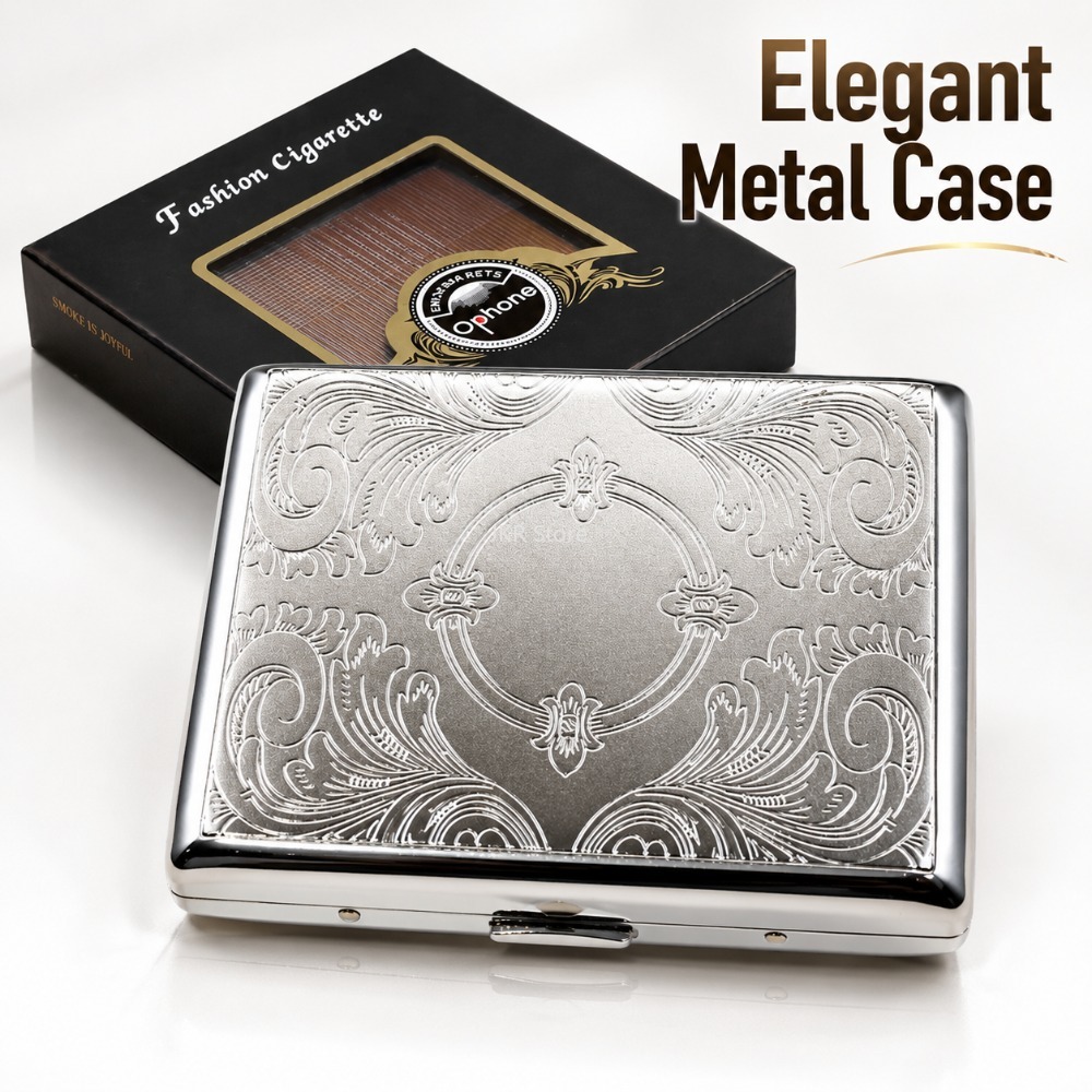Travel Accessories Usa - Stainless Steel Cigarette Box Embossed Portable
