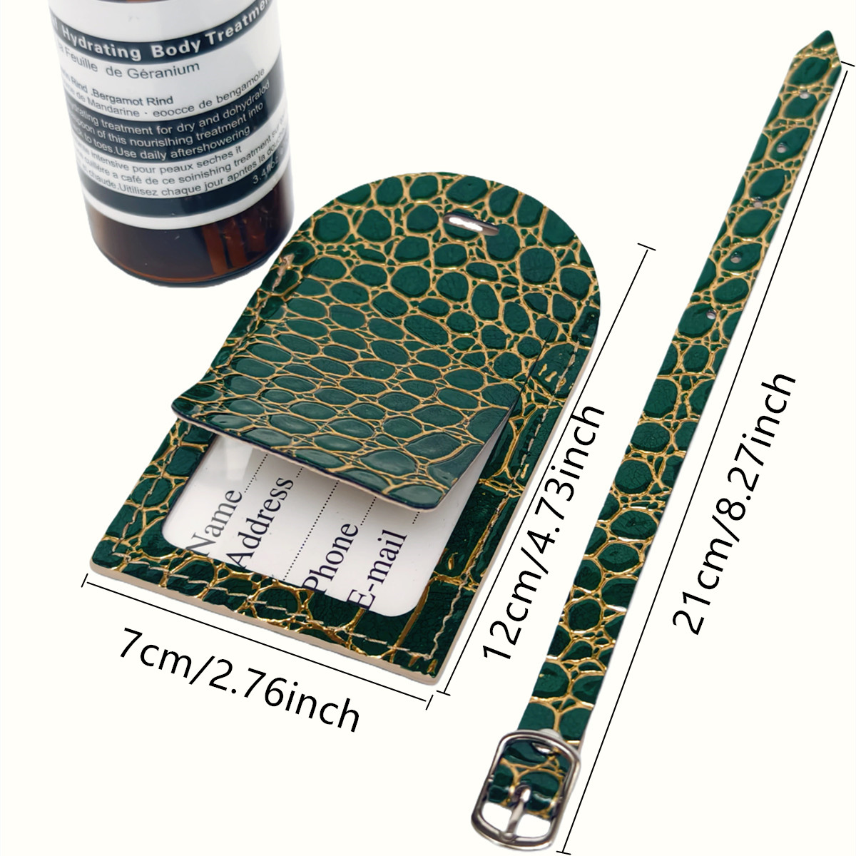 Crocodile Embossed Gold/Silver - огляд і ціна Luggage Tag Leather
