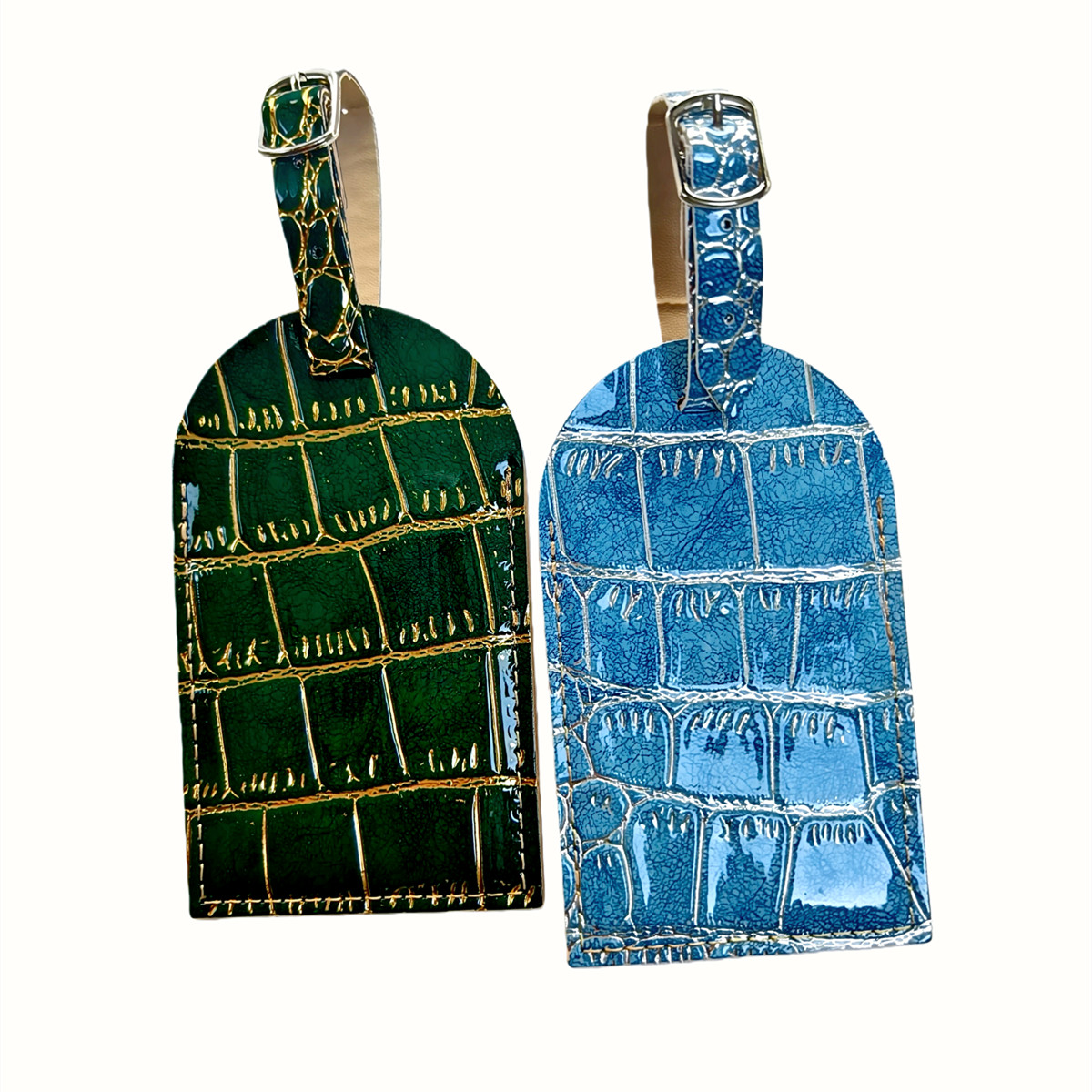 Crocodile Embossed Gold/Silver - огляд і ціна Luggage Tag Leather